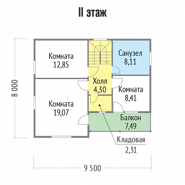 Проект яркого, каркасного дома с балконом на втором этаже / План мансардного этажа Проект яркого, каркасного дома с балконом на втором этаже / План мансардного этажа