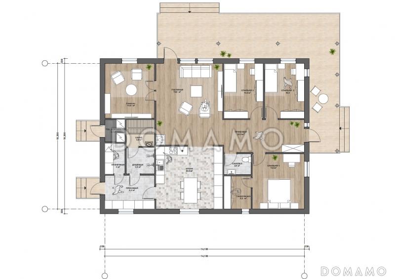 С-175.1 одноэтажный дом / План 1 этажа