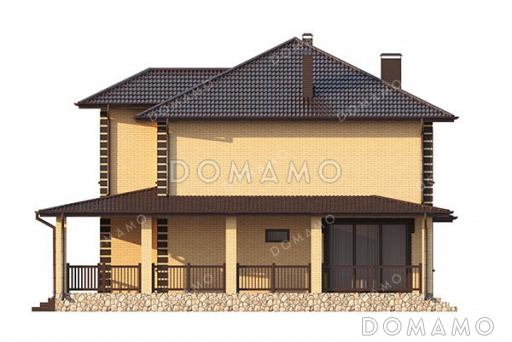 Проект дома с террасой и пристроенным гаражом / Фасад 4