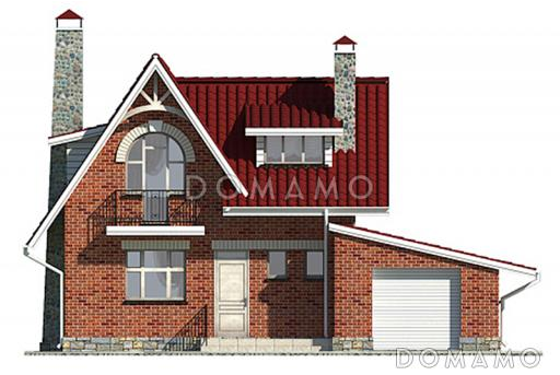 Проект дачного дома из газобетона для небольшой семьи / Фасад 1