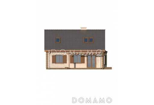 Проект одноэтажного мансардного дома из кирпича с боковым эркером / Фасад 3