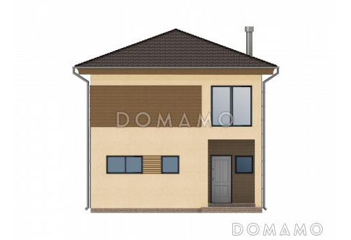 Проект современного двухэтажного каркасного дома / Фасад 2
