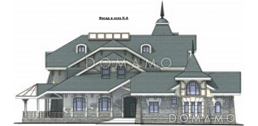 Проект просторного коттеджа с гаражом и хоз блоком / Фасад 4