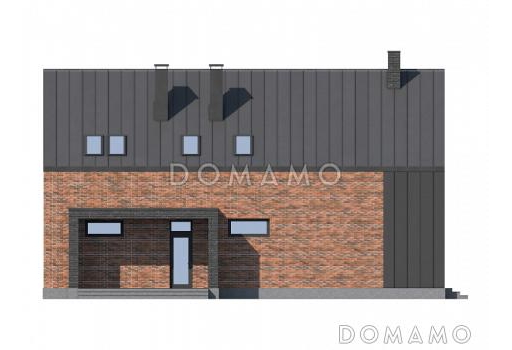 Проект дома с террасой, просторной гостиной, комнатами с санузлом / Фасад 2