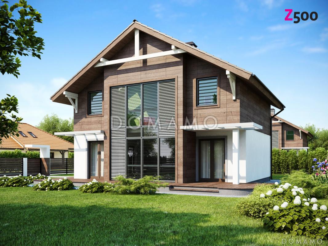 Проект двухэтажного дома из газобетона с панорамным остеклением / 3