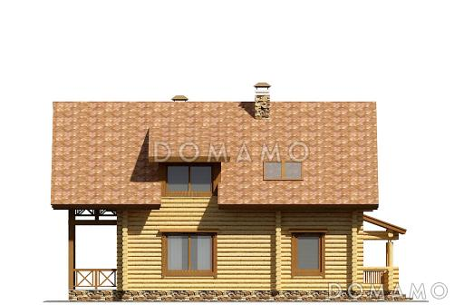 Проект деревянного дома с рациональной планировкой, просторной гостиной и гаражом / Фасад 4