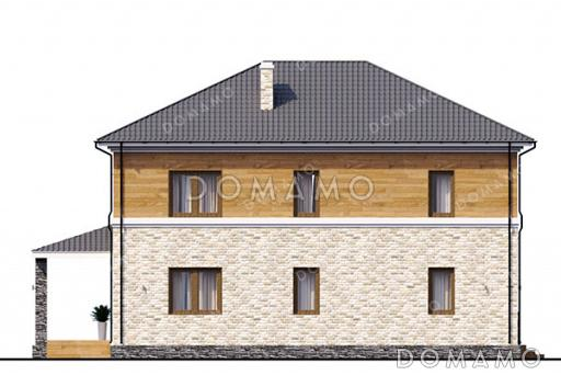 Проект двухэтажного дома с 3 спальнями, кабинетом и гостевой внизу / Фасад 4