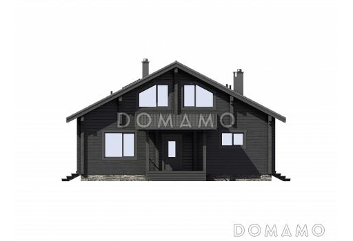 Проект дома-шале со вторым светом в гостиной и балконом на мансарде / Фасад 1