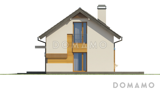 Проект одноэтажного дома из кирпича с ночной зоной на мансардном этаже и гаражом / Фасад 3