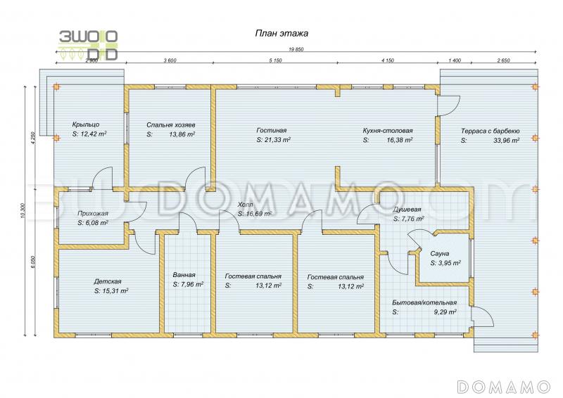 7015 - каркасный дом по финской технологии / План 1 этажа