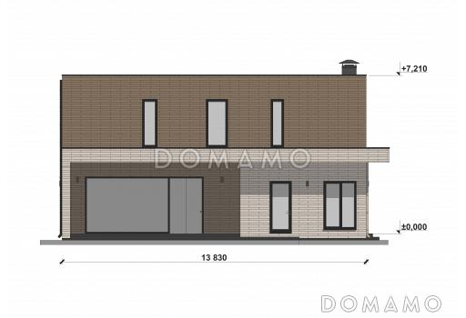 Проект современного дома с плоской кровлей в стиле Хай-Тек S-219-1 / Фасад 1