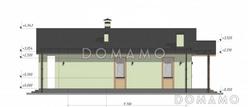 Проект небольшого одноэтажного дома для узких участков S-70 / Фасад 1