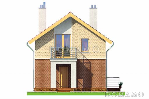 Проект компактного дома с мансардой / Фасад 1