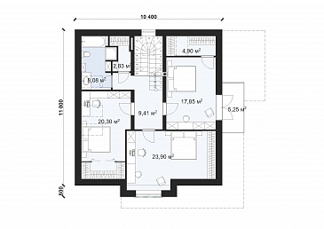 Проект двухэтажного дома с мансардой S-178-1 / План 2 этажа