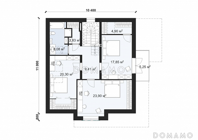 Проект двухэтажного дома с мансардой S-178-1 / План 2 этажа