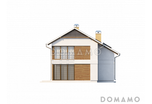 Проект компактного двухэтажного дома из кирпича с тремя спальнями / Фасад 3
