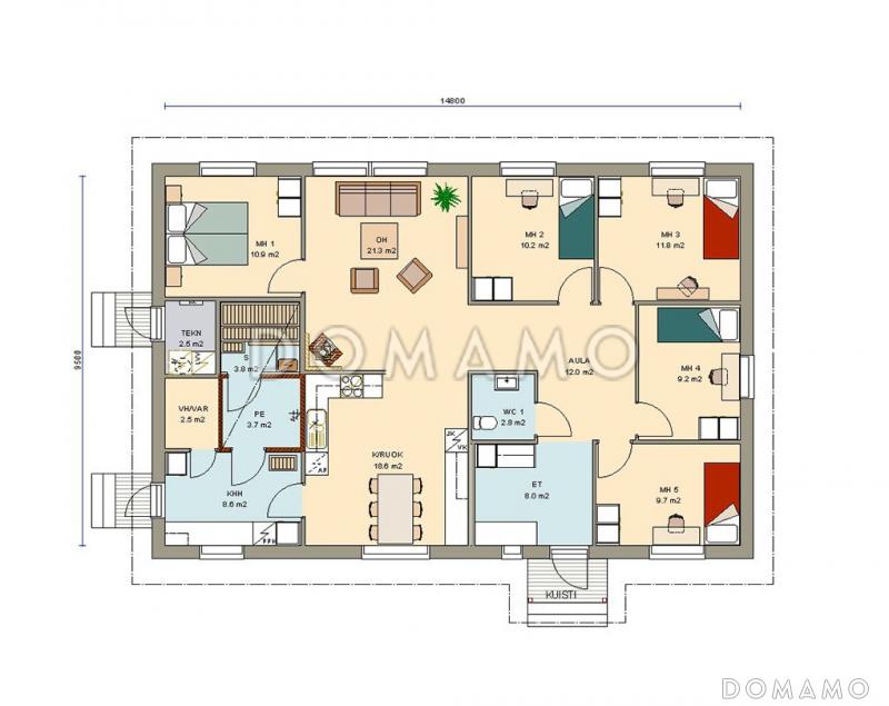 Проект современного дома с просторной кухней / План 1 этажа