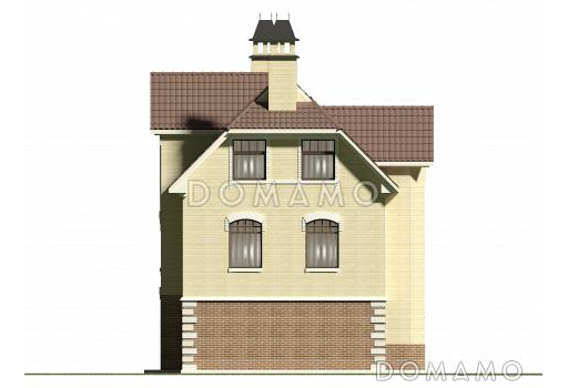 Проект коттеджа с парадным входом из газобетона / Фасад 2