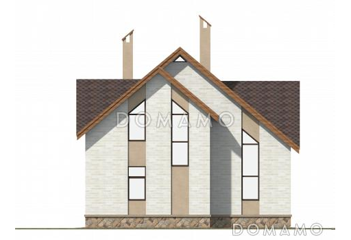 Проект коттеджа из SIP панелей с двусветной гостиной и террасой. / Фасад 3