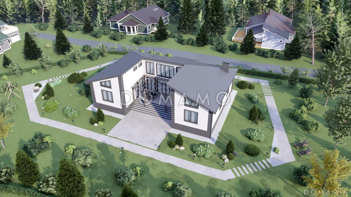 Проект П-образного дома с мансардой, мастер-спальней, кабинетом и вторым светом / 4