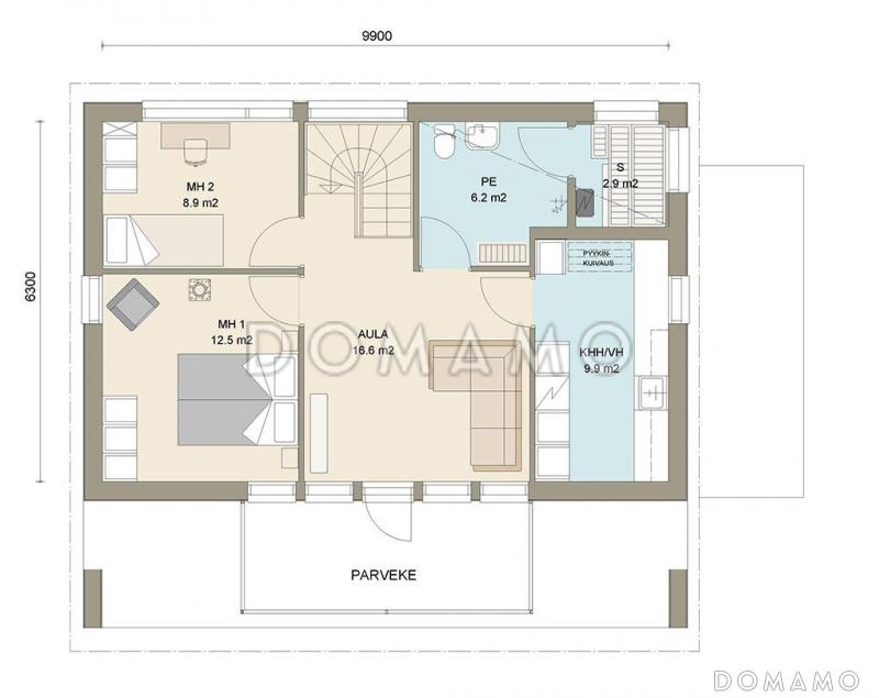 Проект современного двухэтажного каркасного дома с двускатной крышей / План 2 этажа