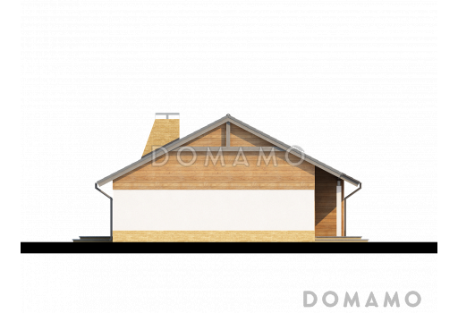 Проект простого компактного одноэтажного дома из кирпича с тремя спальнями / Фасад 4