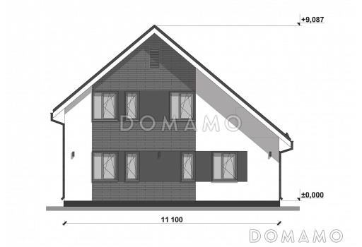 Проект компактного дома со скатной кровлей S-162 / Фасад 1