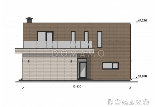 Проект современного дома с плоской кровлей в стиле Хай-Тек S-219-1 / Фасад 3
