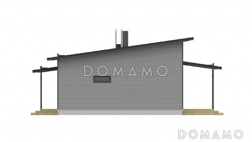 Проект современного одноэтажного каркасного дома с двумя небольшими спальнями / Фасад 2