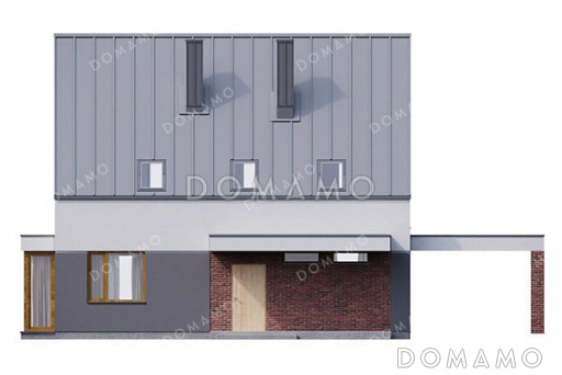 Проект дома с мансардой и навесом для авто / Фасад 3