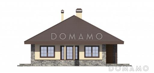 Проект просторного современного одноэтажного дома из кирпича / Фасад справа