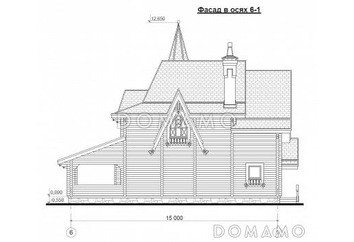 Проект бани из бруса с бильярдной / Фасад 3