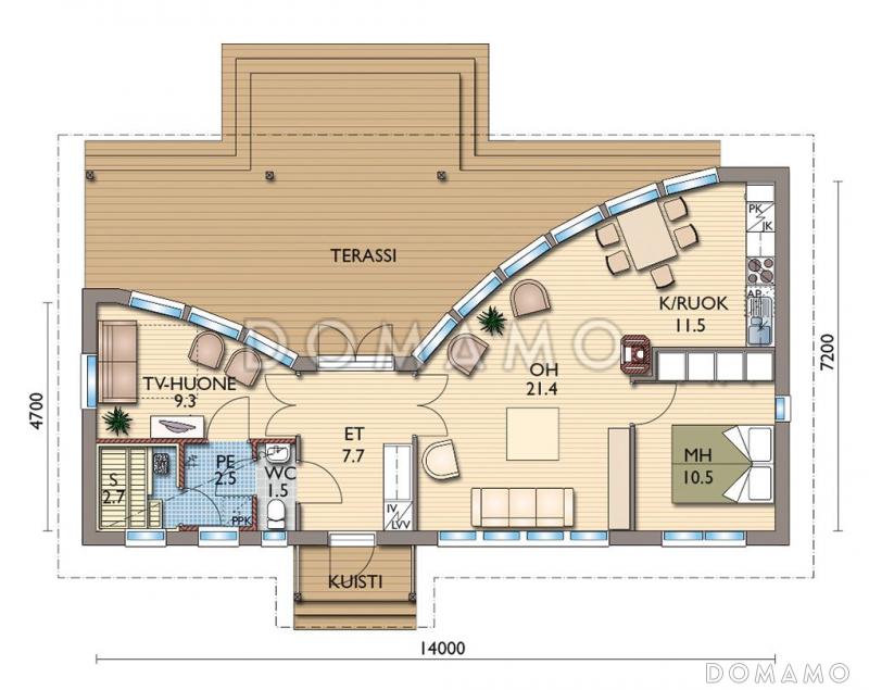 Проект современной каркасной сауны / План 1 этажа