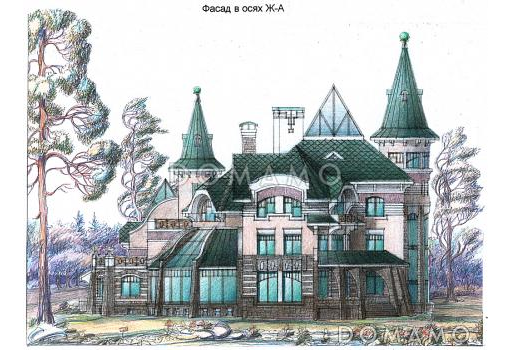 Проект коттеджа с бассейном и зимним садом в стиле северного модерна / Фасад 4