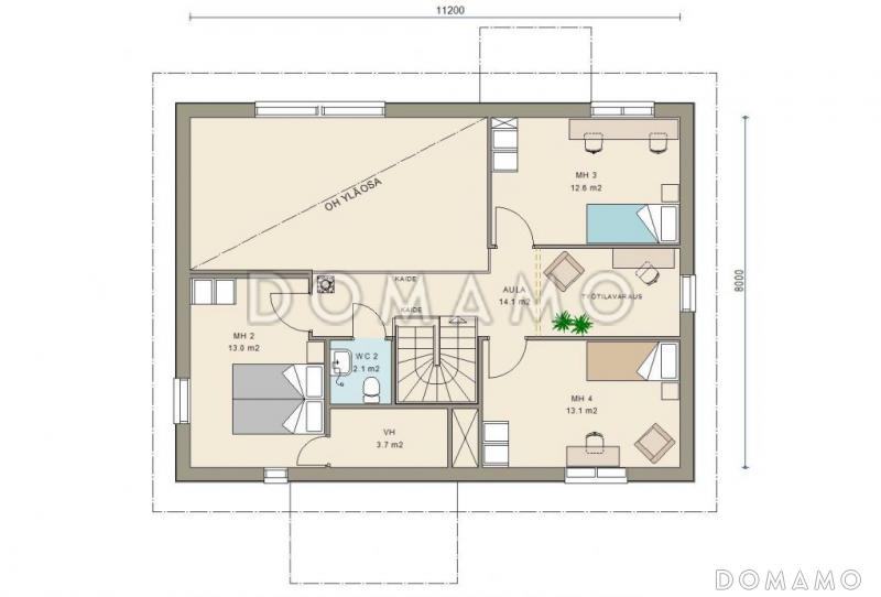 Проект дома с небольшой гардеробной в спальне на втором этаже / План 2 этажа