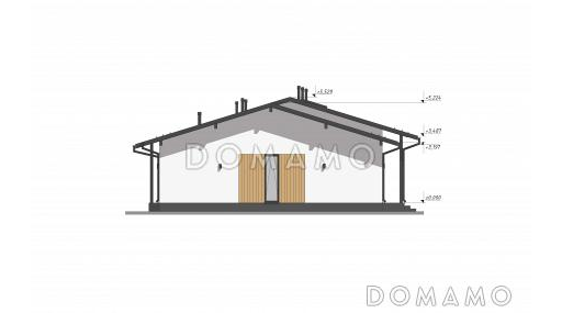 Проект большого одноэтажного дома с шестью спальнями, большой гостиной и террасой S-237 / Фасад 3