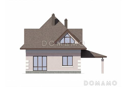 Проект дома из газобетона с мансардой / Фасад 3