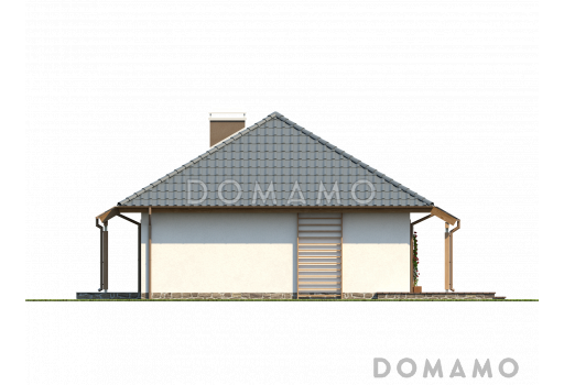 Проект одноэтажного дома из кирпича с тремя спальнями и крытой террасой / Фасад 3