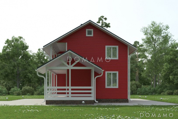 Проект яркого, каркасного дома с балконом на втором этаже Проект яркого, каркасного дома с балконом на втором этаже