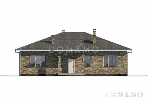 Проект одноэтажного дома с просторной террасой и гостиной / Фасад 4