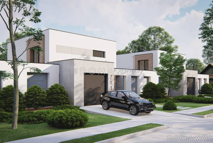 Проект загородного дома с плоской крышей, кладовой под лестницей, вытянутой ванной на втором этаже Проект загородного дома с плоской крышей, кладовой под лестницей, вытянутой ванной на втором этаже