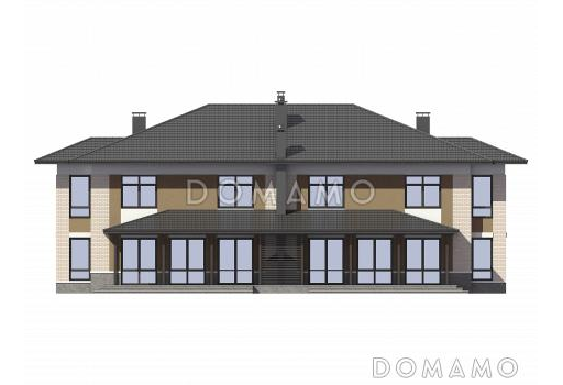 Проект двухэтажного дуплексного дома с крытой террасой / Фасад 4
