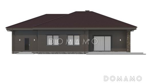 Проект одноэтажного дома с пристроенным гаражом и крытой террасой / Фасад 1