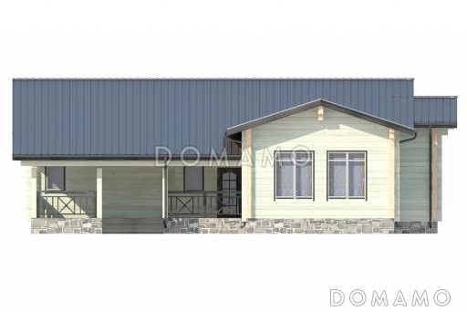Проект уютного одноэтажного дома из клееного бруса / Фасад 1