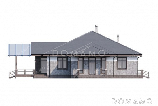 Проект одноэтажного дома с мансардой и террасой / Фасад 1