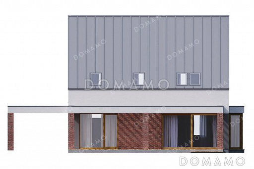 Проект дома с мансардой и навесом для авто / Фасад 1