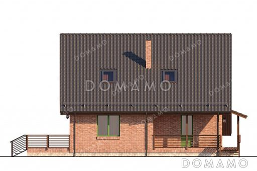 Проект дома с мансардой, двумя террасами и навесом для машины / Фасад 2