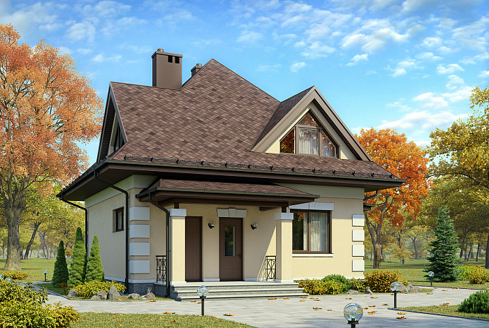 Проект дома из газобетона с эркером