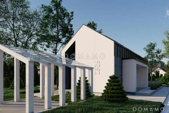 Проект загородного дома с комнатой и гардеробом на первом этаже, тремя спальнями на мансарде, просторной обеденной зоной Проект загородного дома с комнатой и гардеробом на первом этаже, тремя спальнями на мансарде, просторной обеденной зоной