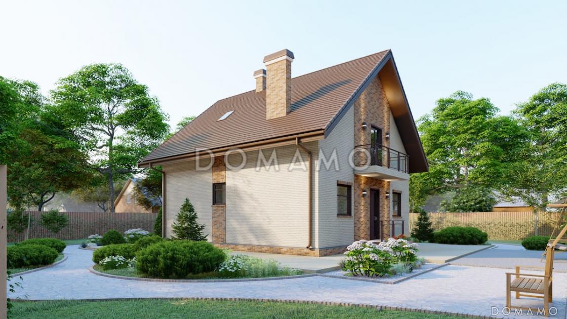 Проект компактного двухэтажного дома с 3 балконами и мансардой / 3